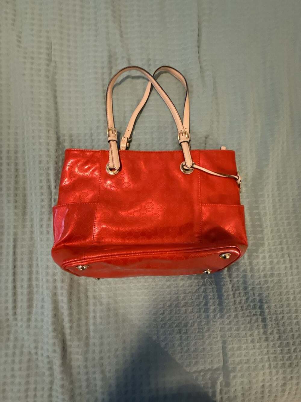 Michael Kors Logo Patent Orange Tote Bag